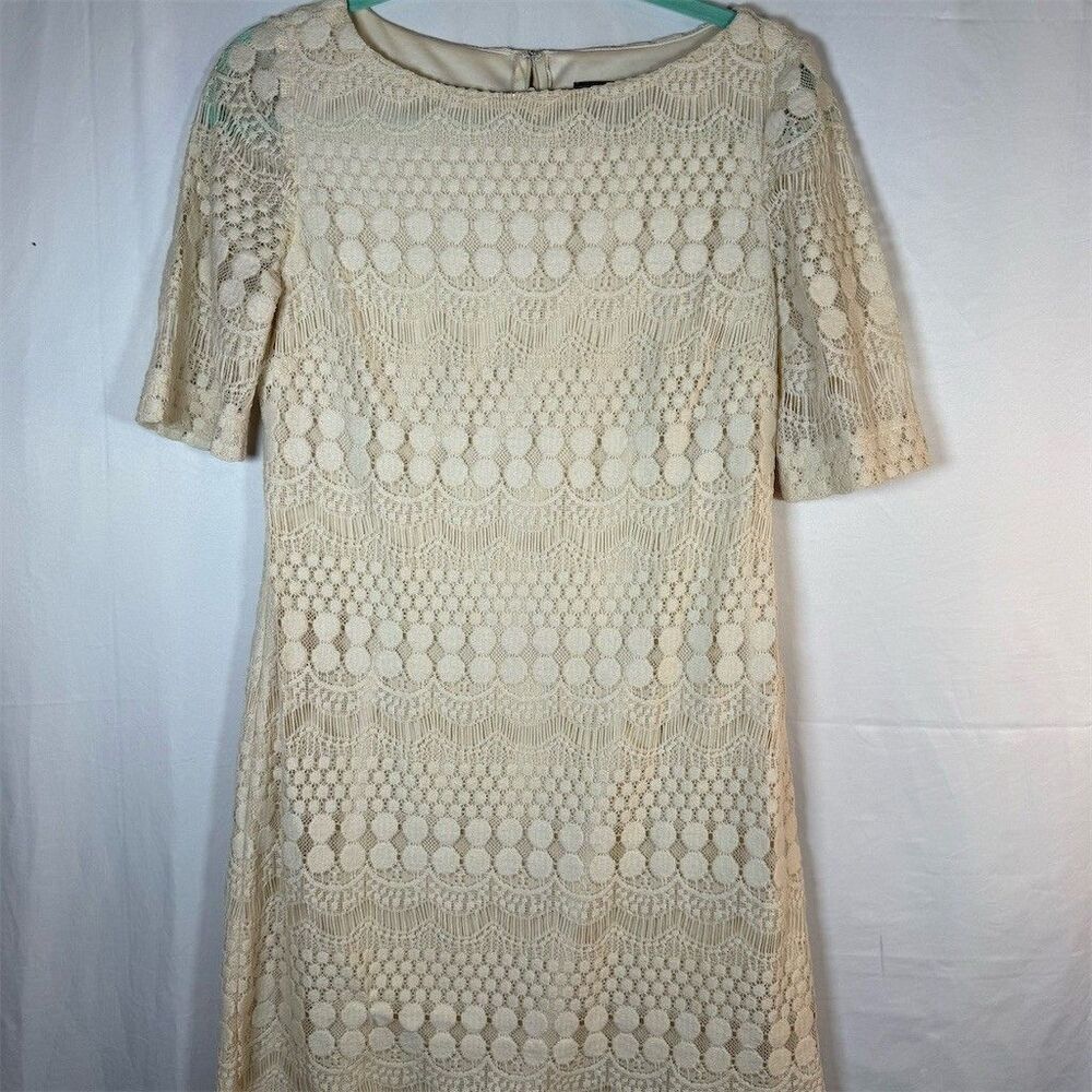 Jessica Howard Dress Womens Size 6 Ivory Lace Shift Sheath Knee Length